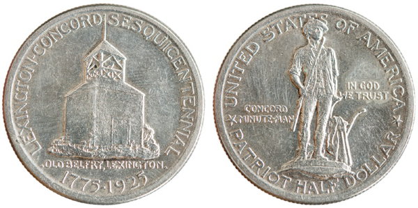 США, 50 центов 1925 год, Сражения при Лексингтоне и Конкорде
