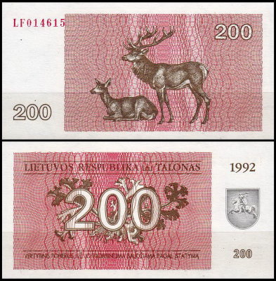 Литва 200 талонов 1992 (UNC Pick 43)