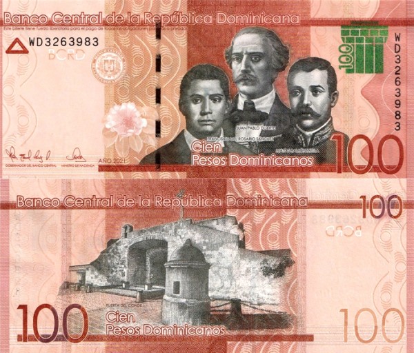 Доминикана 100 песо 2021 (UNC Pick 190)