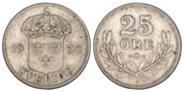 Швеция, 25 эре 1930 год