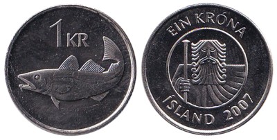 Исландия, 1 крона 2007 год