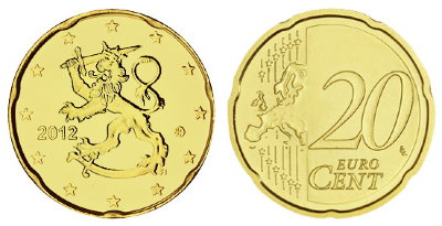 Финляндия, 20 центов 2012 (UNC, латунь)