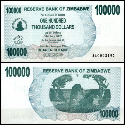Зимбабве 100000 долларов 2006 (UNC Pick 48a)