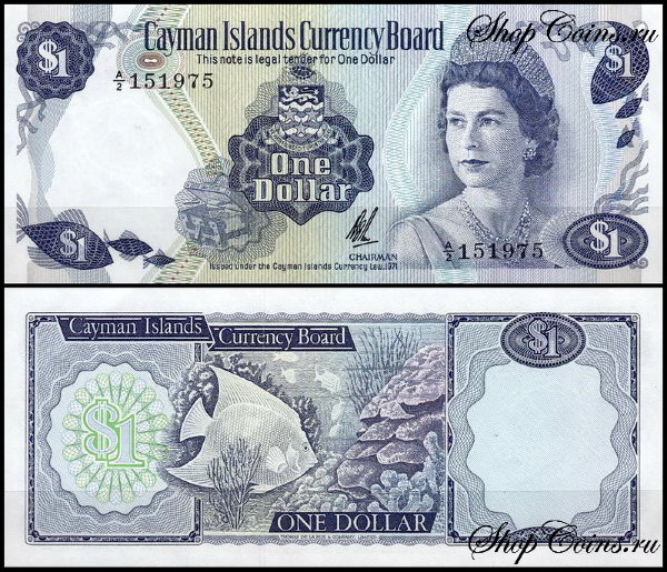 Каймановы острова 1 доллар 1972 (AUNC Pick 1)