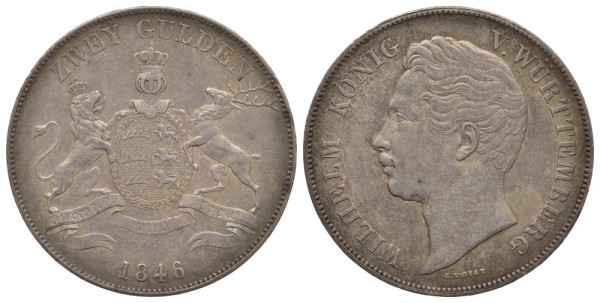 Вюртемберг 2 гульдена 1846 Вильгельм I (1816-1864)