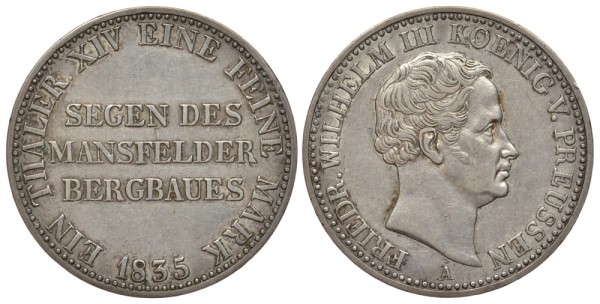 Пруссия 1 талер 1835 A, Фридрих Вильгельм III (1797-1840)