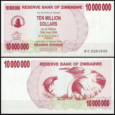 Зимбабве 10 000 000 долларов 2008 (UNC Pick 55)