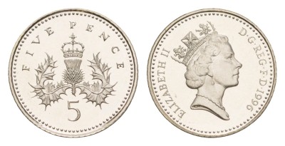 Англия, 5 пенсов 1996 год