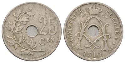 Бельгия, 25 сантимов 1910 год