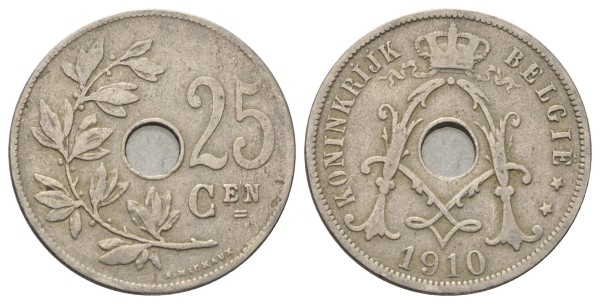 Бельгия, 25 сантимов 1910 год
