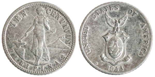 Филиппины, 10 сентаво 1944 год, XF