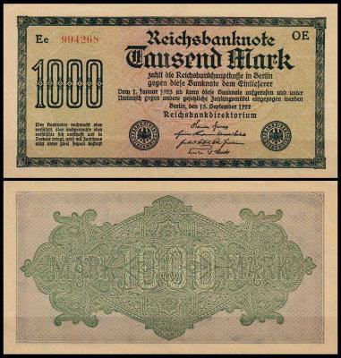 Германия 1000 марок 1922 UNC P.76 Вариант 1