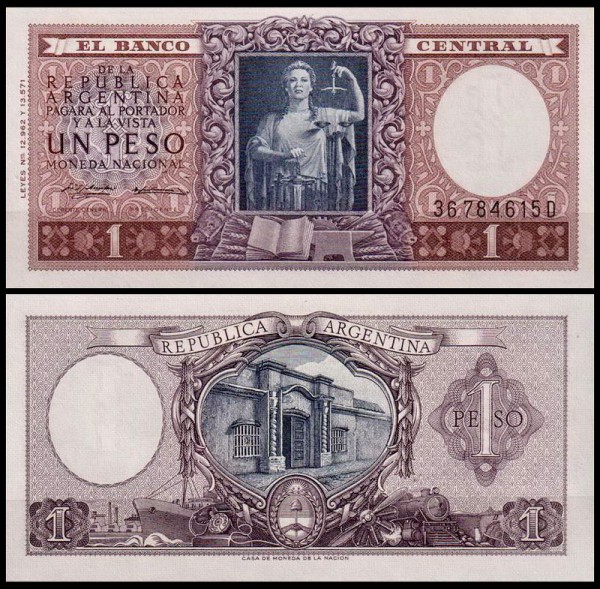 Аргентина 1 песо 1956 (UNC Pick 263) Серия C,D
