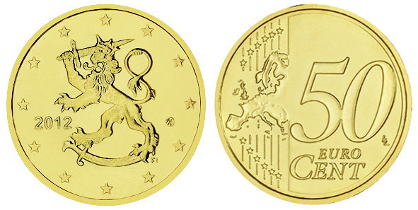 Финляндия, 50 центов 2012 (UNC, латунь)