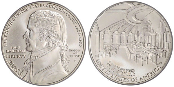 США, 1 доллар 2005 год, Джон Маршалл
