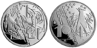 Германия, 10 евро 2003 D (PROOF) 100 лет Немецкому музею в Мюнхене