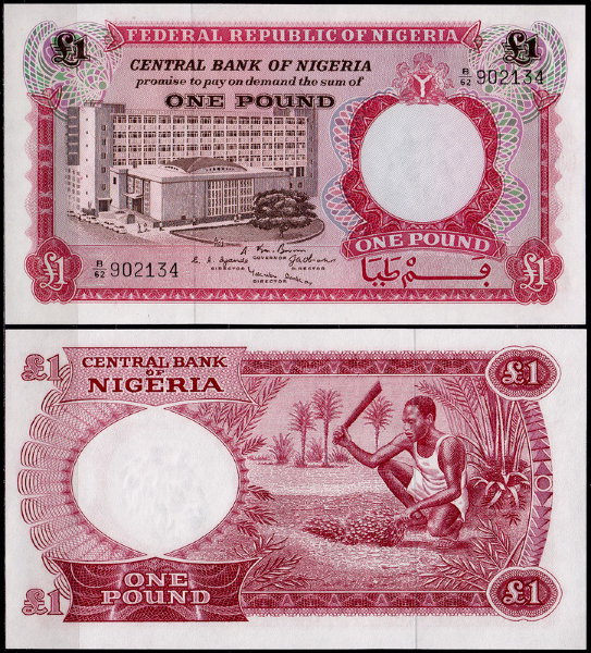 Нигерия 1 фунт 1967 (UNC Pick 8)