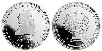 Германия, 5 марок 1981 год, Готтхольд Эфраим Лессинг, ПРУФ