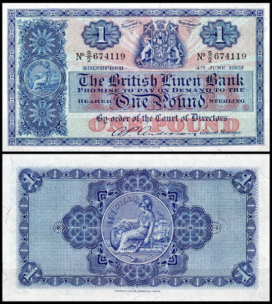 Шотландия 1 фунт 1951 (XF Pick 157d)