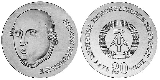 ГДР, 20 марок 1978 год, Иоганн Готфрид Гердер
