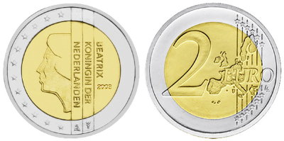 Нидерланды, 2 евро 2003 (UNC, биметалл)