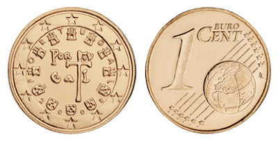 Португалия, 1 цент 2009 (UNC, медь)