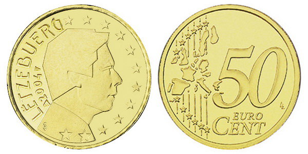 Люксембург, 50 центов 2004 (UNC, латунь)