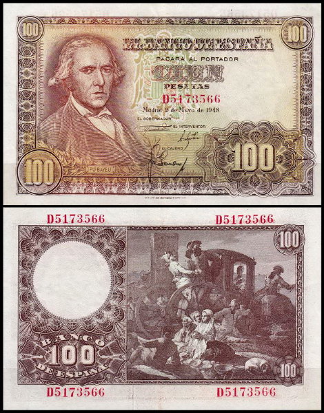 Испания 100 песет 1948 (XF Pick 137)