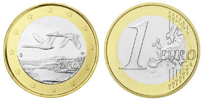 Финляндия, 1 евро 2012 (UNC, биметалл)