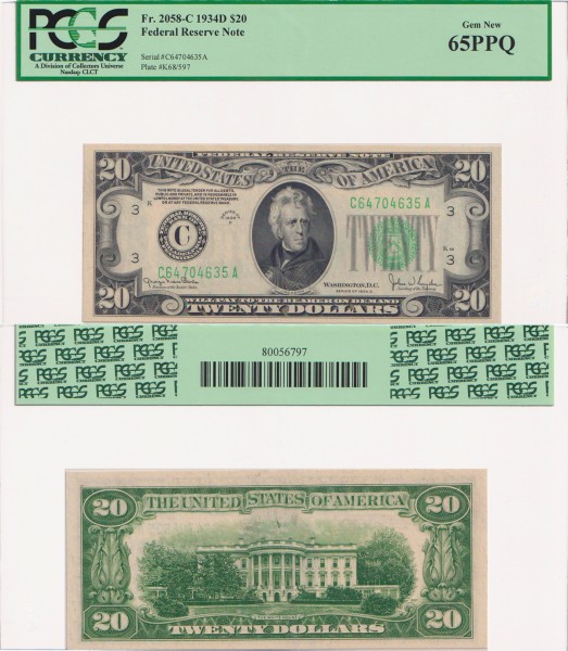 США 20 долларов 1934 (UNC Pick 431Dd) Federal Reserve Note