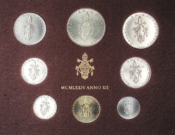 Ватикан, Набор монет 1974 года