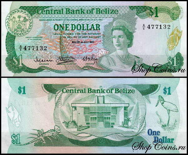 Белиз 1 доллар 1983 (UNC Pick 43)
