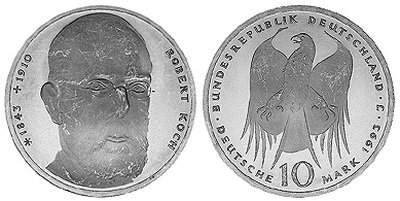 Германия, 10 марок 1993 год, Роберт Кох