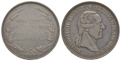 Саксония 1 талер 1827 на смерть Фридриха Августа I