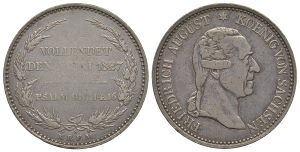 Саксония 1 талер 1827 на смерть Фридриха Августа I