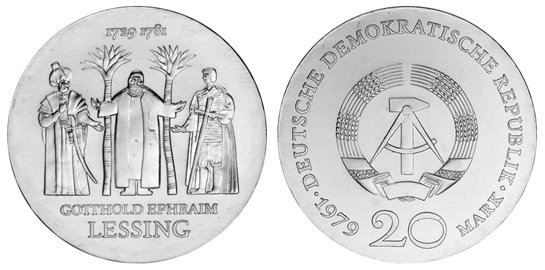ГДР, 20 марок 1979 год, Готхольд Эфраим Лессинг