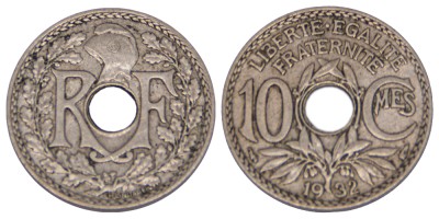Франция, 10 сантимов 1932 год