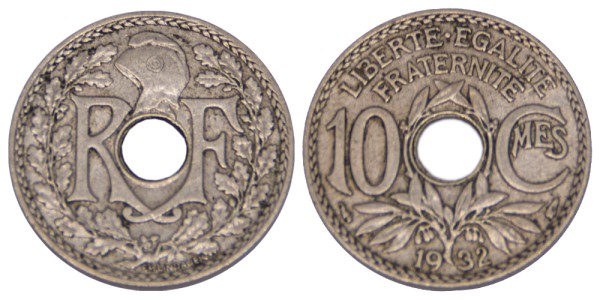 Франция, 10 сантимов 1932 год