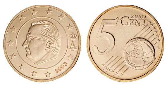 Бельгия, 5 центов 2003 (UNC, медь)