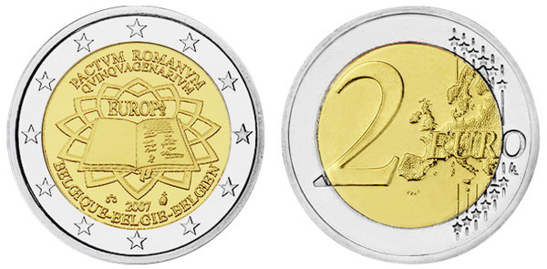 Бельгия, 2 евро 2007 год, 50 лет Римскому договору о создании ЕЭС