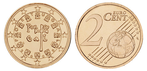 Португалия, 2 цента 2009 (UNC, медь)