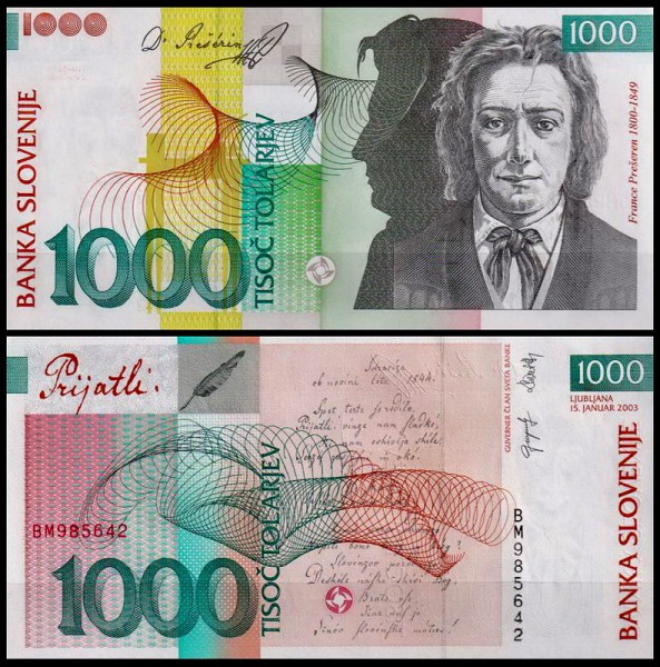 Словения 1000 толаров 2003 (UNC Pick 32a)