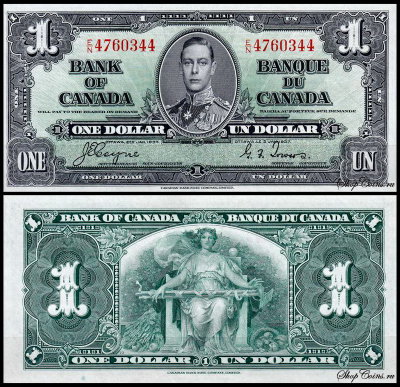 Канада 1 доллар 1937 (UNC Pick 58) Coyne-Towers