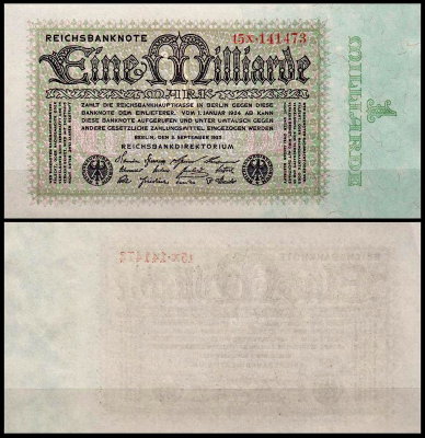Германия 1.000.000.000 марок 1923 UNC P.114 Вариант 1