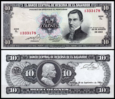 Сальвадор 10 колон 1983 (UNC Pick 135a)