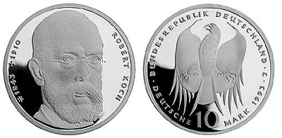 Германия, 10 марок 1993 год, Роберт Кох, ПРУФ