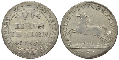 Брауншвейг-Вольфенбюттель 1/6 талера 1766