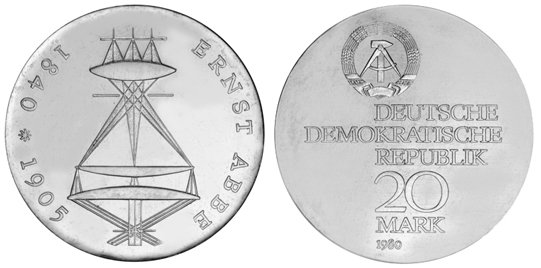 ГДР, 20 марок 1980 год, Эрнст Аббе