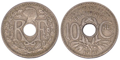 Франция, 10 сантимов 1929 год