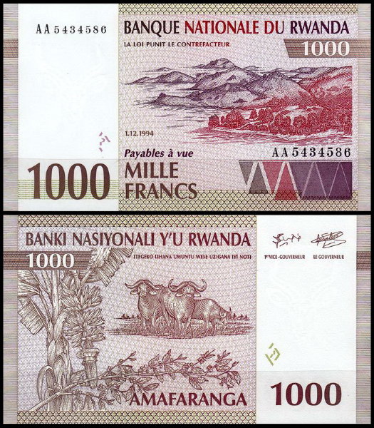 Руанда 1000 франков 1994 (UNC Pick 24)